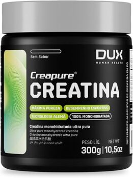 Creatina Monohidratada 100% Creapure Sem Sabor Pote 300g - Suplementação Academia, Ganho Muscular Hipertrofia, Força Energia Resistência, Suplementos Naturais - DUX HUMAN HEALTH