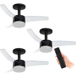 Kit 3 Ventiladores De Teto Arno Preto 3 Pás E Controle Vx14 3