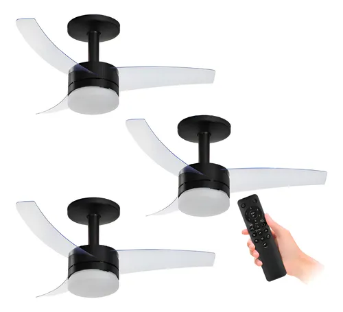 Kit 3 Ventiladores De Teto Arno Preto 3 Pás E Controle Vx14 3 1 Kit 3 Ventiladores De Teto Arno Preto 3 Pás E Controle Vx14 3