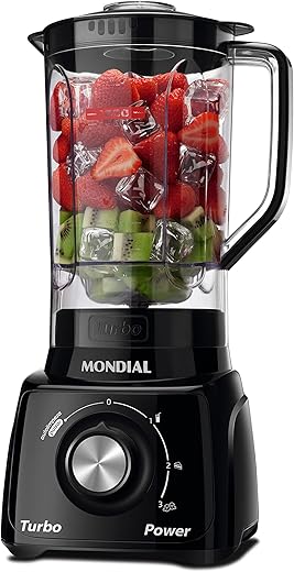 Liquidificador Mondial, Turbo Power 550W, 110V, Preto, 1,6L – L-99 FB