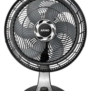 Ventilador de mesa Arno VF40 turbo com 6 pás prata estrutura preto, 40cm de diâmetro