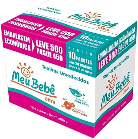 Toalhas Umedecidas Meu BebÊ Ultra – 500 Unidades