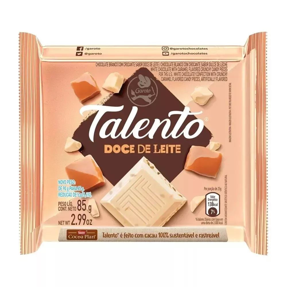 Barra de Chocolate Talento Chocolate Branco com Doce de Leite 85g Garoto em Promoção | Ofertas na Americanas
